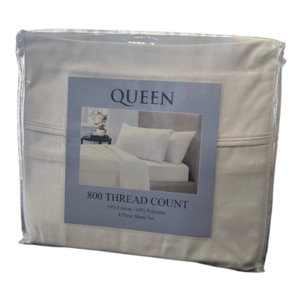 Queen 4-Piece Sheet Set - 800 Thread Count in Cameo